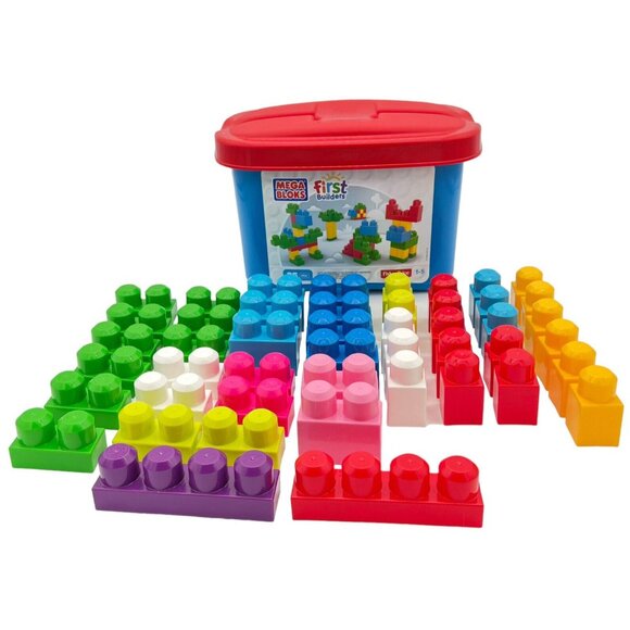 Mega Bloks First Builders 47 Piece Set Ages 1-5 Fisher-Price Storage Bin 2015 - Picture 1 of 8